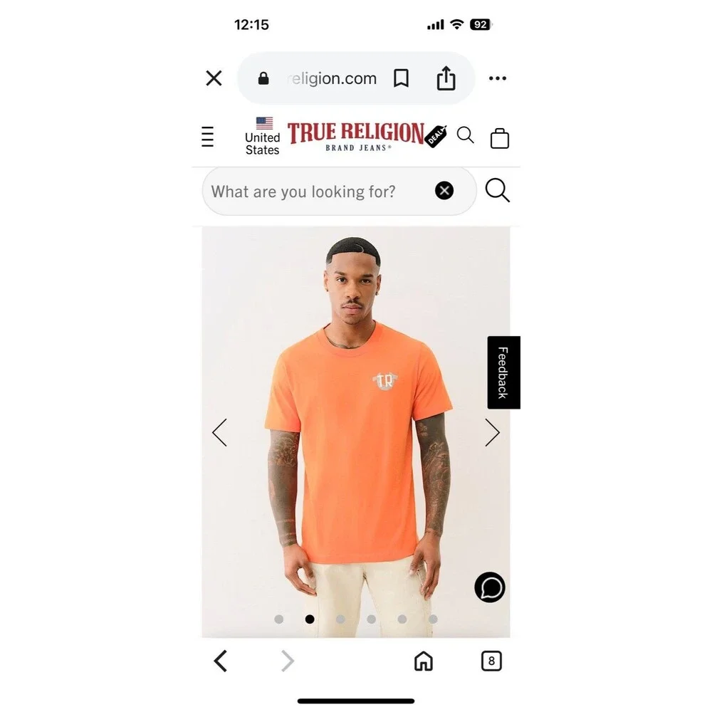 New Men’s True Region Orange Puff Print Logo Tee Size XL Retail &62